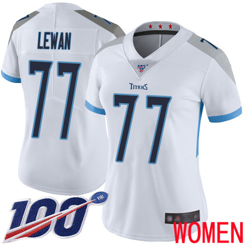 Tennessee Titans Limited White Women Taylor Lewan Road Jersey NFL Football #77 100th Season Vapor Untouchable